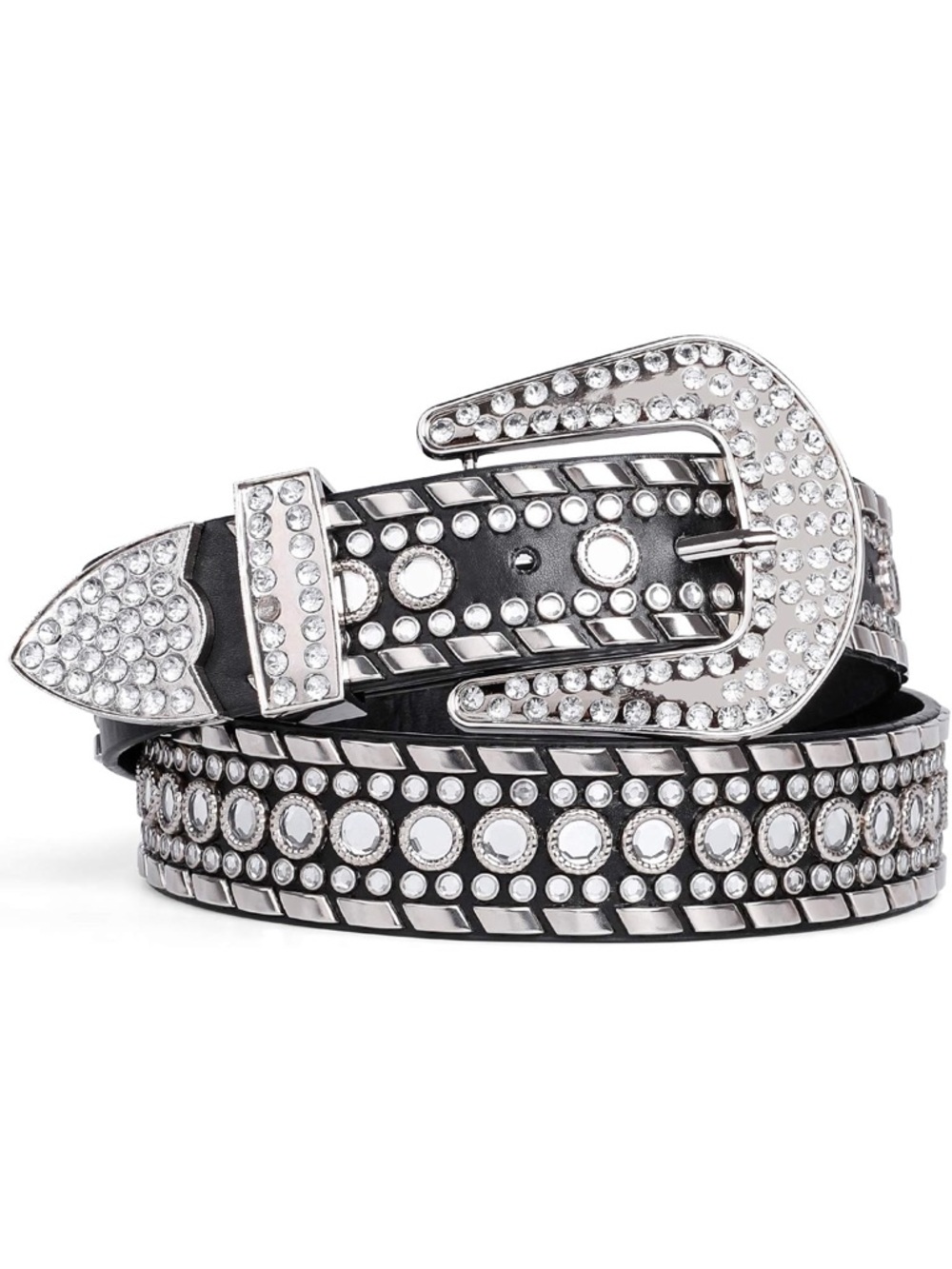 Embellished Black Rhinestone Western Belt